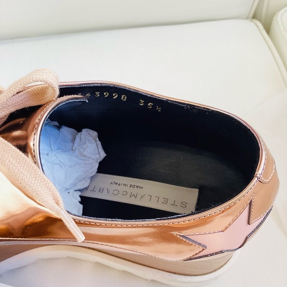 Stella McCartney Elyse Stars Copper Mirror Lace Up Platforms SZ 6/36 - Picture 10 of 10